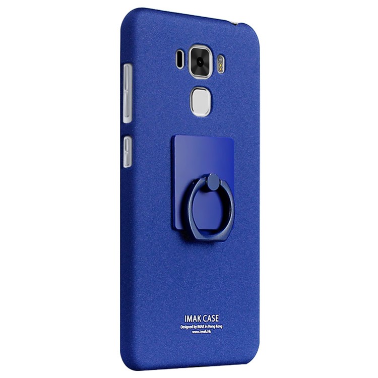 IMAK Ring Holder Grip Matte PC Cover for Asus Zenfone 3 Max ZC553KL - Blue-2