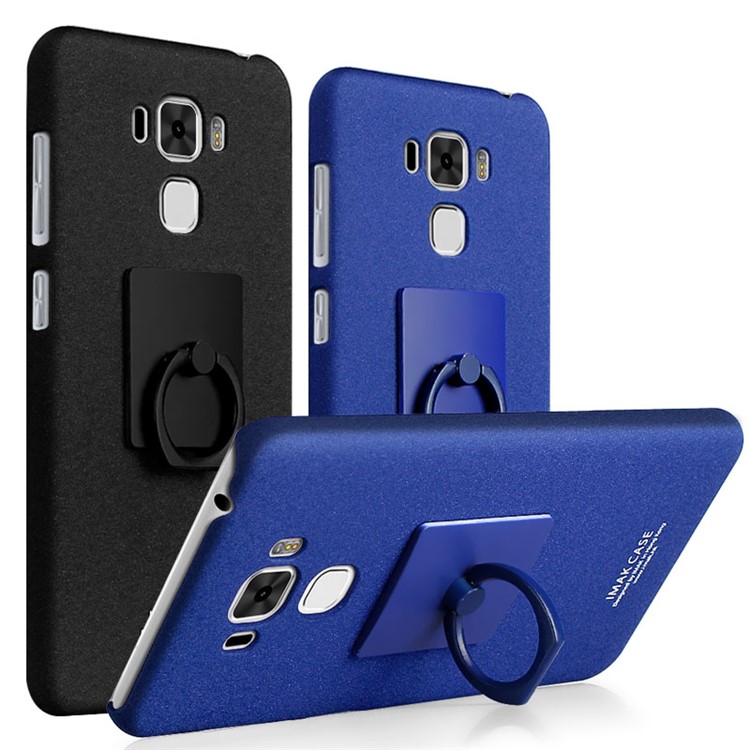 IMAK Ring Holder Grip Matte PC Cover for Asus Zenfone 3 Max ZC553KL - Blue-7