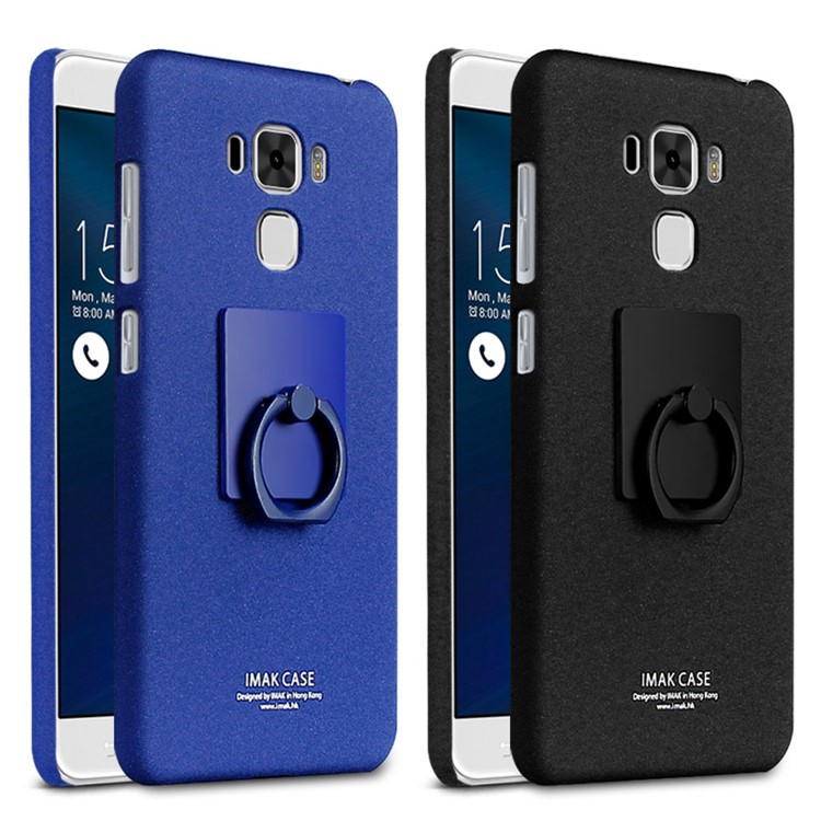 IMAK Ring Holder Grip Matte PC Cover for Asus Zenfone 3 Max ZC553KL - Blue-8