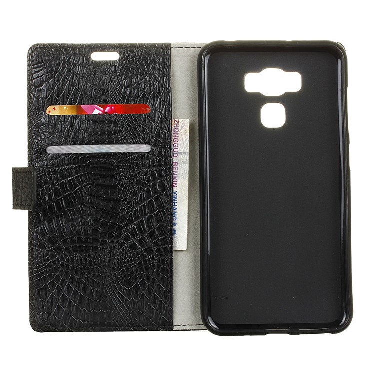 Crocodile Texture Leather Wallet Case for Asus Zenfone 3 Max ZC553KL - Black-3