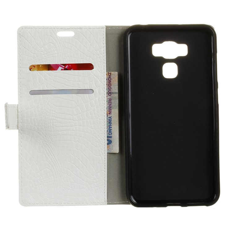 Crocodile Texture Leather Wallet Flip Case for Asus Zenfone 3 Max ZC553KL - White-3