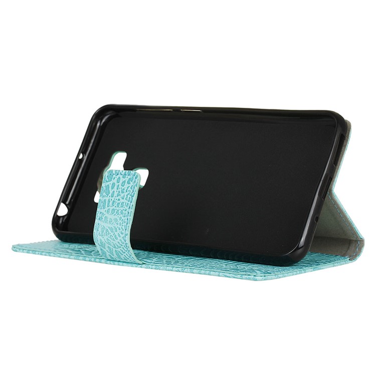Crocodile Texture Leather Stand Phone Cover for Asus Zenfone 3 Max ZC553KL - Cyan-4