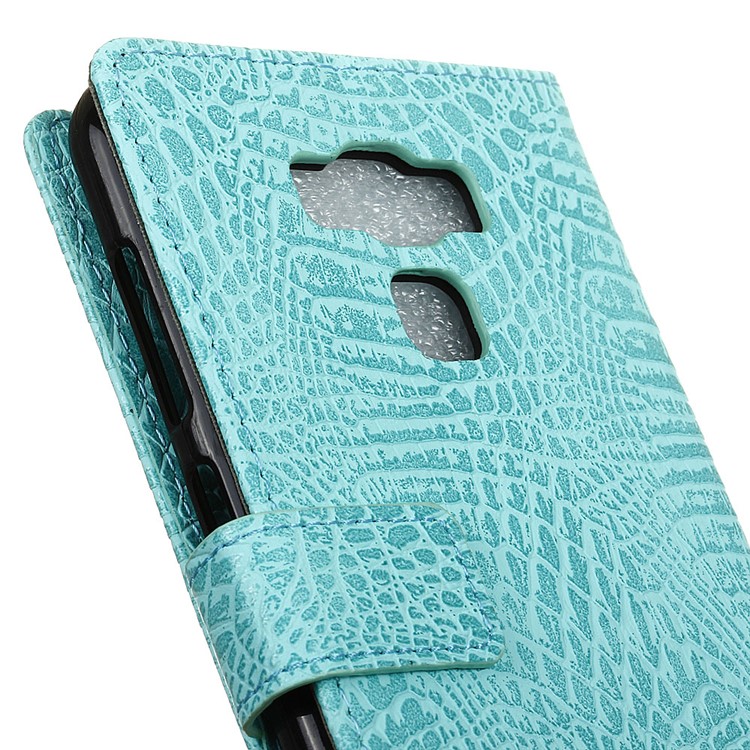 Crocodile Texture Leather Stand Phone Cover for Asus Zenfone 3 Max ZC553KL - Cyan-7