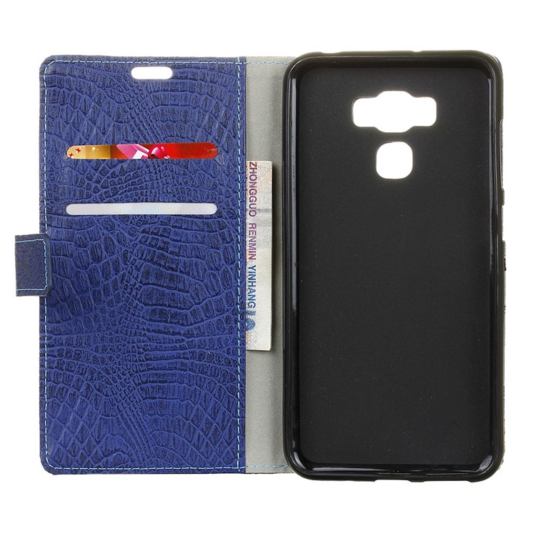 Crocodile Texture Leather Wallet Mobile Case for Asus Zenfone 3 Max ZC553KL - Dark Blue-3