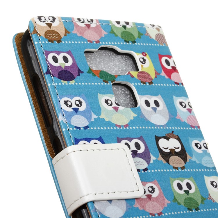 Patterned Leather Wallet Cover for Asus Zenfone 3 Max ZC553KL - Mini Owls Cyan Background-3
