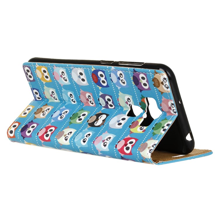Patterned Leather Wallet Cover for Asus Zenfone 3 Max ZC553KL - Mini Owls Cyan Background-4