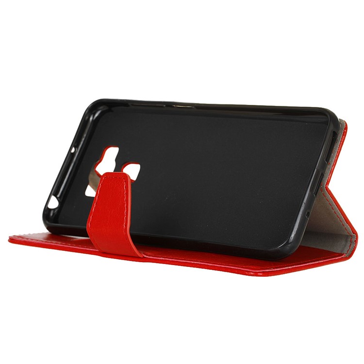 Crazy Horse Leather Wallet Stand Cell Phone Case for Asus Zenfone 3 Max ZC553KL - Red-4