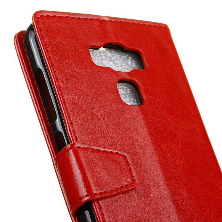 Crazy Horse Leather Wallet Stand Cell Phone Case for Asus Zenfone 3 Max ZC553KL - Red-6