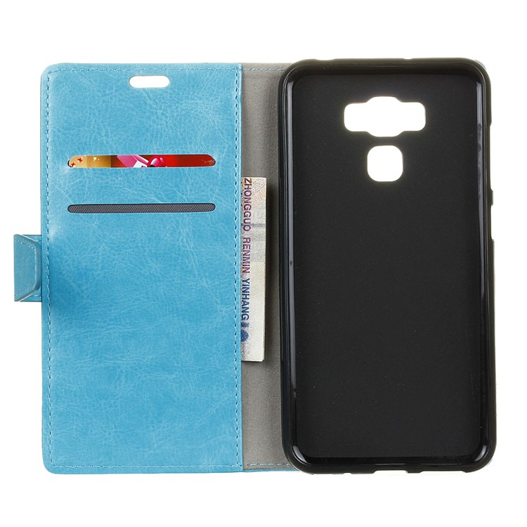 Crazy Horse Wallet Leather Stand Phone Cover for Asus Zenfone 3 Max ZC553KL - Blue-3