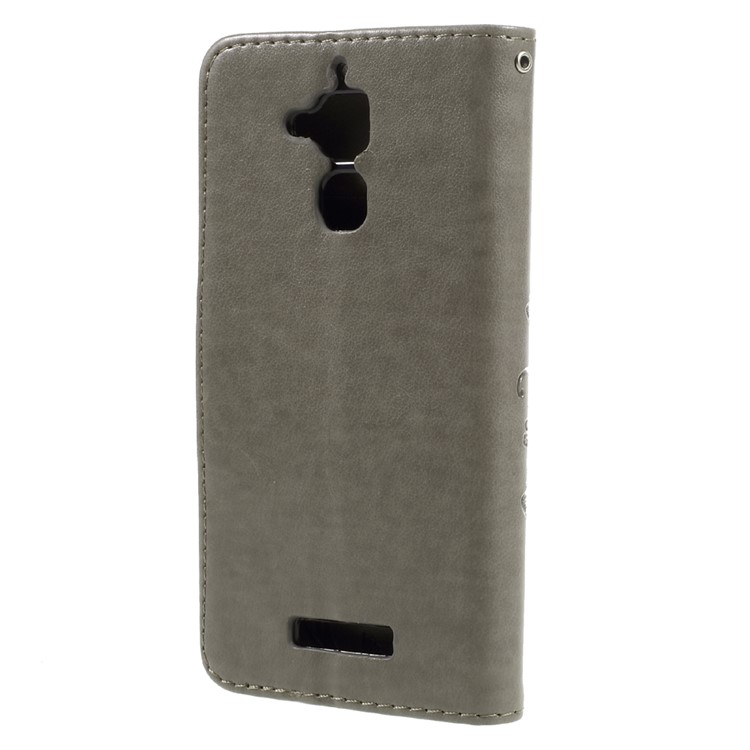 Imprinted Butterfly Flowers Leather Wallet Cover for Asus Zenfone 3 Max ZC520TL - Grey-2