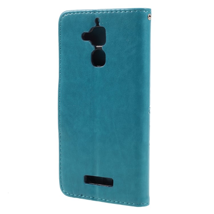 Imprinted Butterfly Flowers Wallet Leather Stand Cover for Asus Zenfone 3 Max ZC520TL - Blue-2