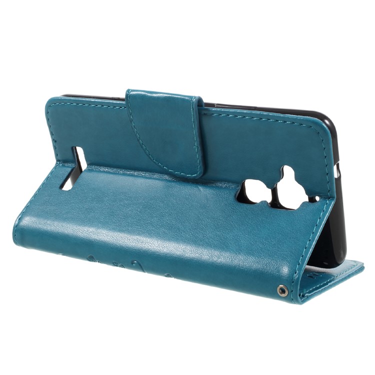Imprinted Butterfly Flowers Wallet Leather Stand Cover for Asus Zenfone 3 Max ZC520TL - Blue-5