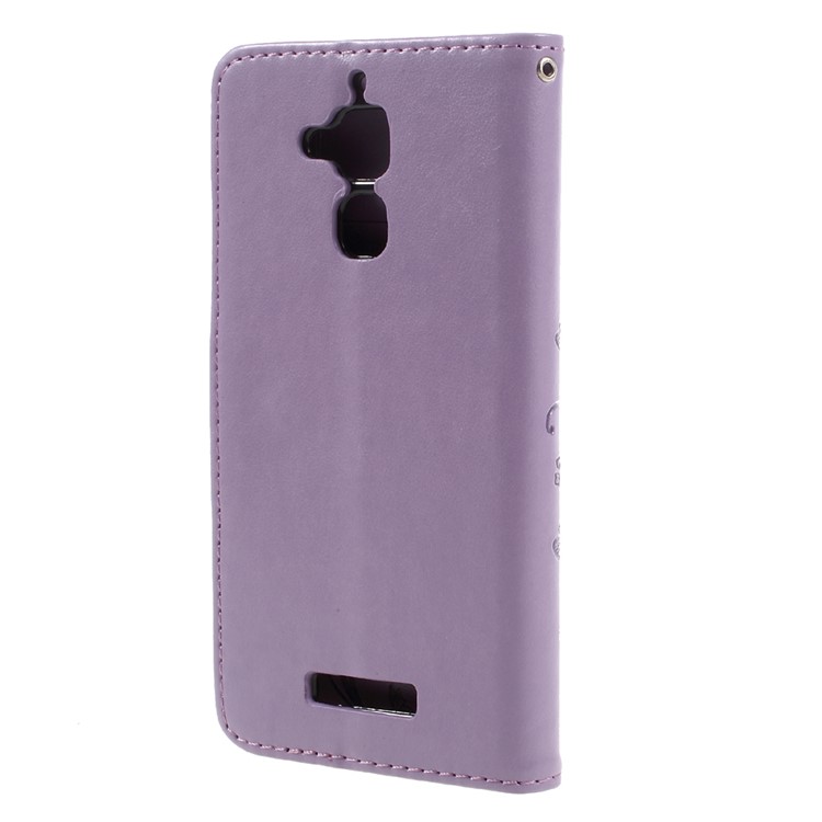 Imprinted Butterfly Flowers Leather Card Holder Case for Asus Zenfone 3 Max ZC520TL - Light Purple-2