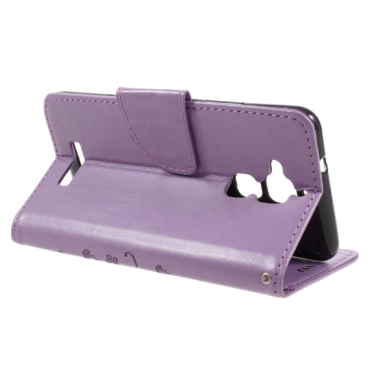 Imprinted Butterfly Flowers Leather Card Holder Case for Asus Zenfone 3 Max ZC520TL - Light Purple-5