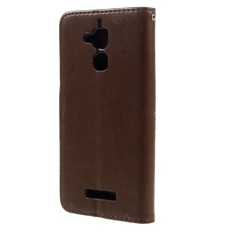 Imprinted Butterfly Flowers Leather Wallet Case with Stand for Asus Zenfone 3 Max ZC520TL - Brown-2