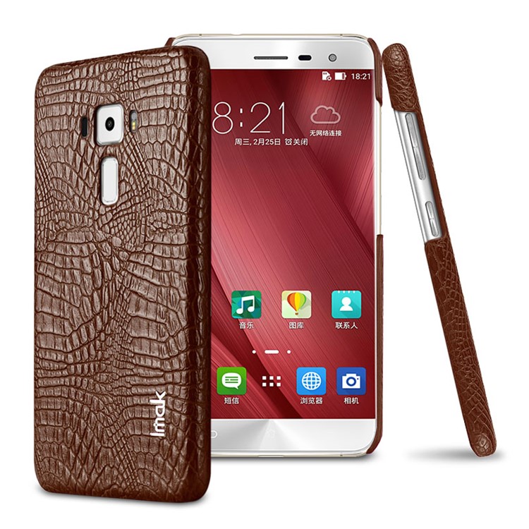 IMAK Ruiyi Series Crocodile Texture Leather Coated PC Hard Back Cover for Asus Zenfone 3 ZE520KL - Brown-1