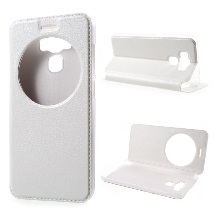 View Window Flip Leather Phone Cover for Asus Zenfone 3 Max ZC553KL - White-1