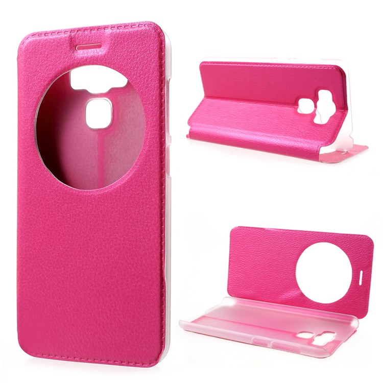 View Window Flip Leather Phone Shell Casing for Asus Zenfone 3 Max ZC553KL - Rose-1