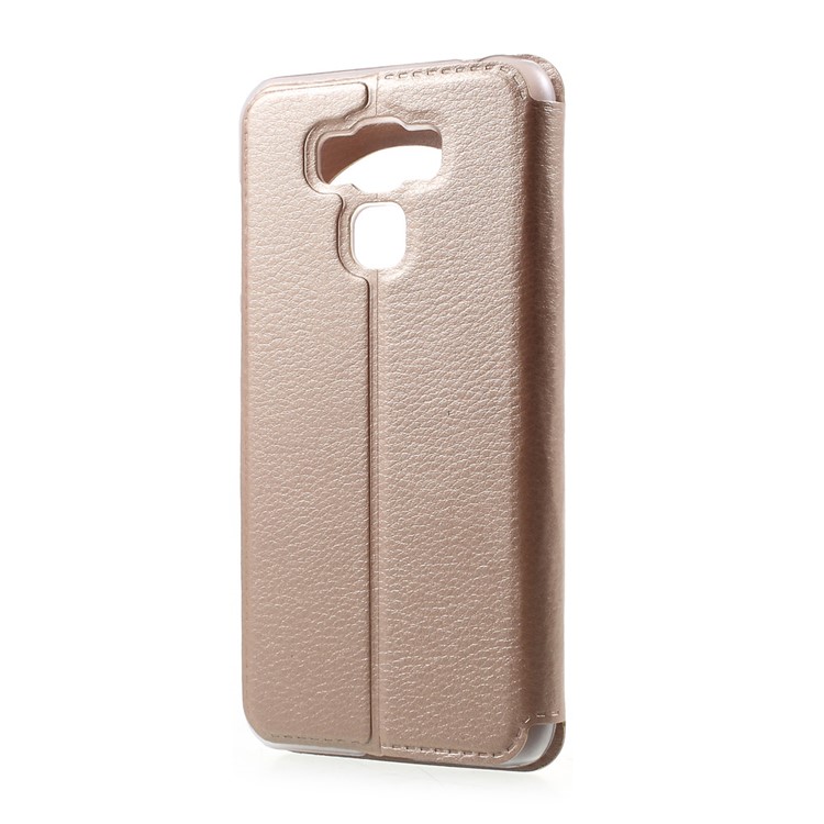 View Window Flip Leather Cell Phone Cover for Asus Zenfone 3 Max ZC553KL - Gold-2