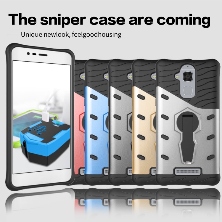 Armor PC + TPU Hybrid Case with Kickstand for Asus Zenfone 3 Max ZC520TL - Grey-12