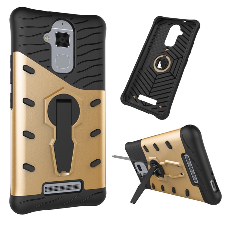 Armor PC + TPU Hybrid Shell with Kickstand for Asus Zenfone 3 Max ZC520TL - Gold-1