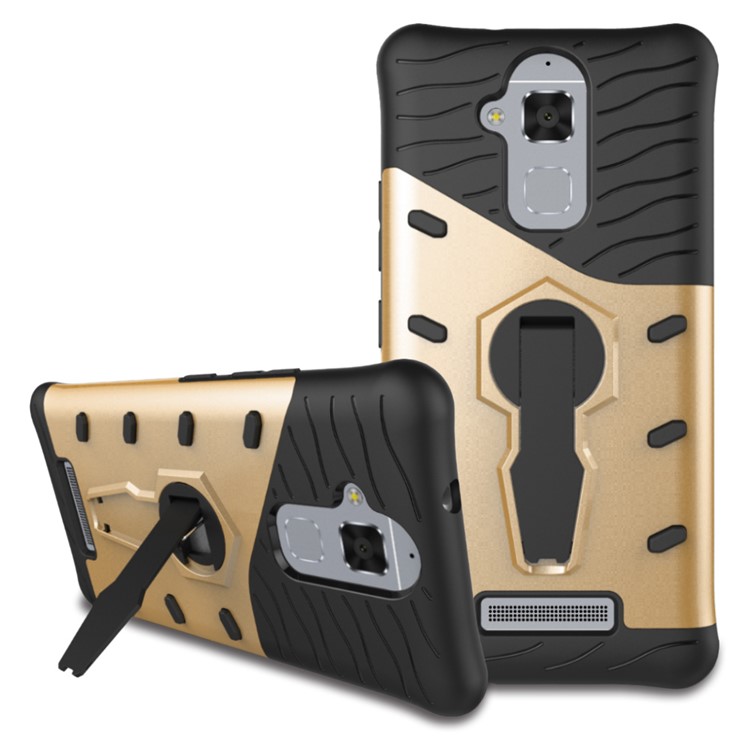 Armor PC + TPU Hybrid Shell with Kickstand for Asus Zenfone 3 Max ZC520TL - Gold-2