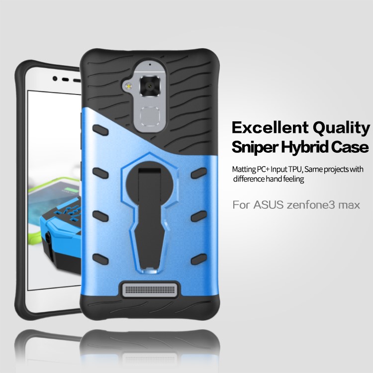 Armor Hybrid PC TPU Mobile Casing with Kickstand for Asus Zenfone 3 Max ZC520TL - Blue-14