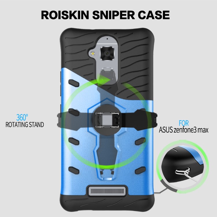 Armor Hybrid PC TPU Mobile Casing with Kickstand for Asus Zenfone 3 Max ZC520TL - Blue-17