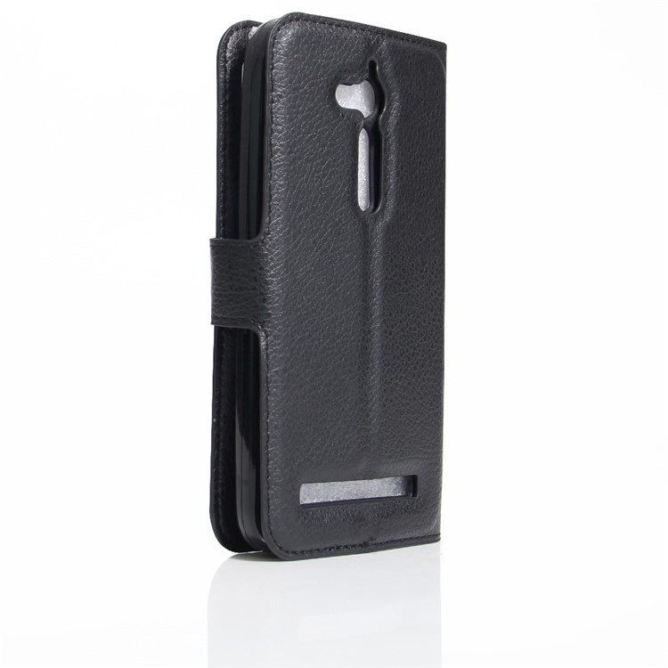 Lychee Skin Leather Wallet Case for Asus Zenfone Go ZB500KL ZB500KG - Black-4