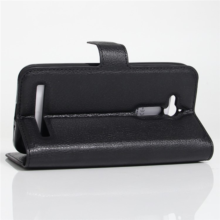 Lychee Skin Leather Wallet Case for Asus Zenfone Go ZB500KL ZB500KG - Black-5