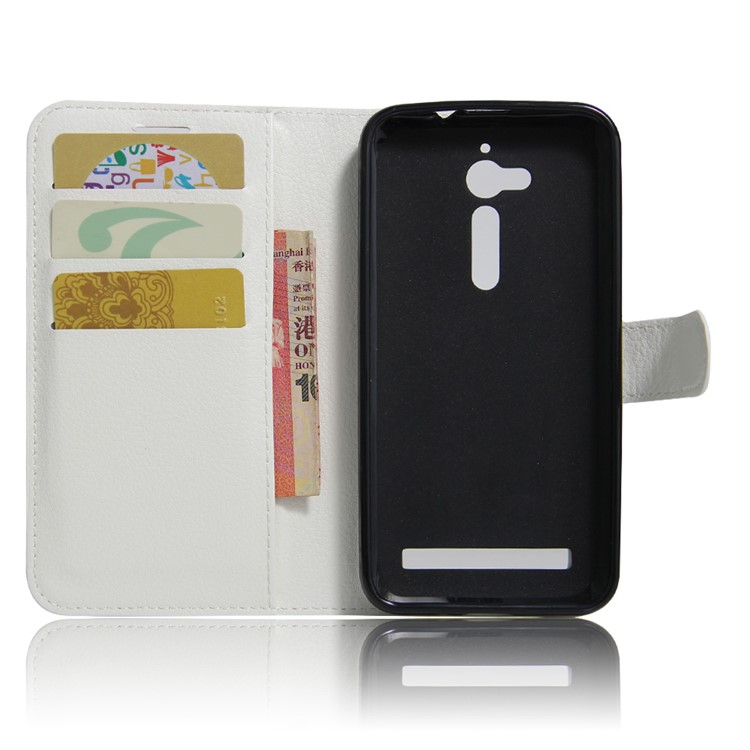 Lychee Skin Leather Wallet Cover for Asus Zenfone Go ZB500KL ZB500KG - White-3