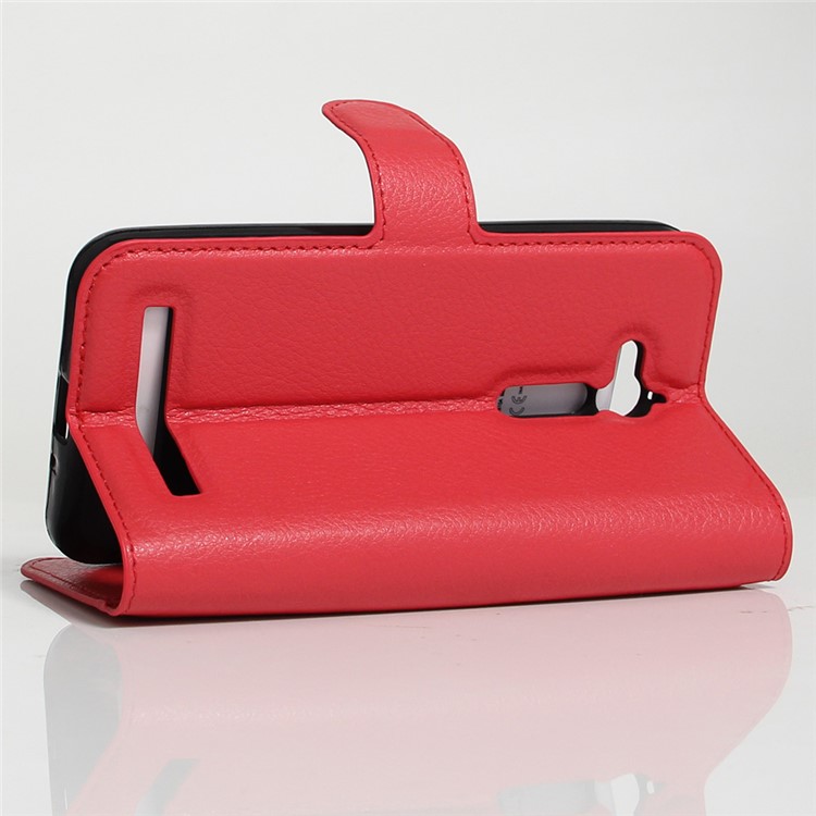 Lychee Skin Leather Wallet Case Cover for Asus Zenfone Go ZB500KL ZB500KG - Red-5