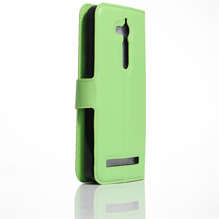 Lychee Skin Wallet Leather Stand Case for Asus Zenfone Go ZB500KL ZB500KG - Green-4
