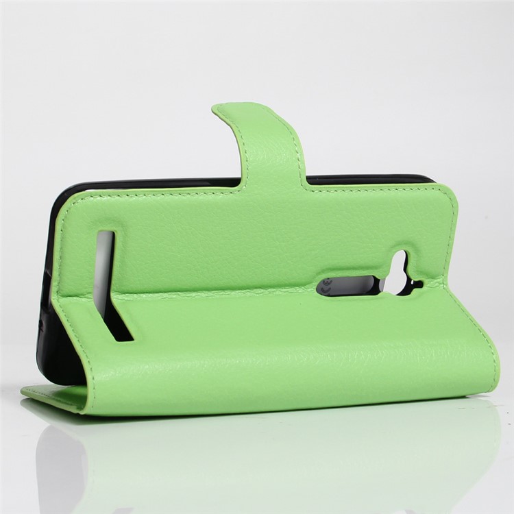 Lychee Skin Wallet Leather Stand Case for Asus Zenfone Go ZB500KL ZB500KG - Green-5