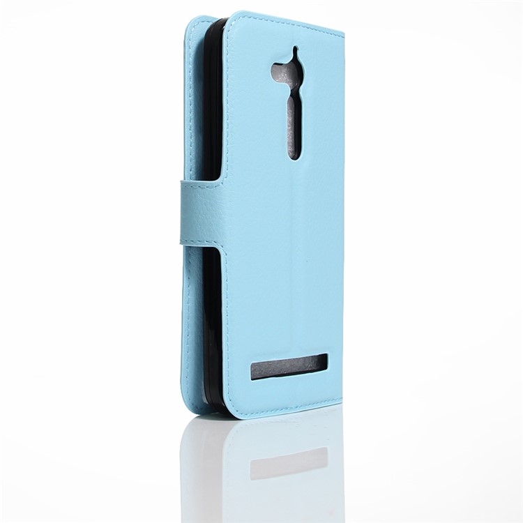 Lychee Skin Wallet Leather Stand Cover for Asus Zenfone Go ZB500KL ZB500KG - Baby Blue-4