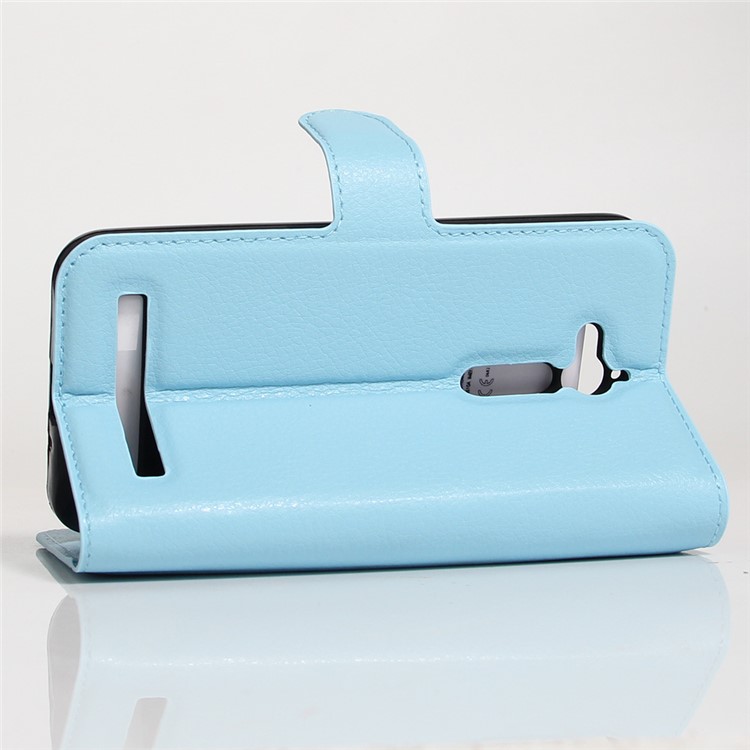 Lychee Skin Wallet Leather Stand Cover for Asus Zenfone Go ZB500KL ZB500KG - Baby Blue-5