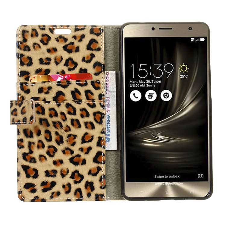 Leopard Pattern Leather Wallet Stand Case for Asus Zenfone 3 Deluxe ZS550KL-7