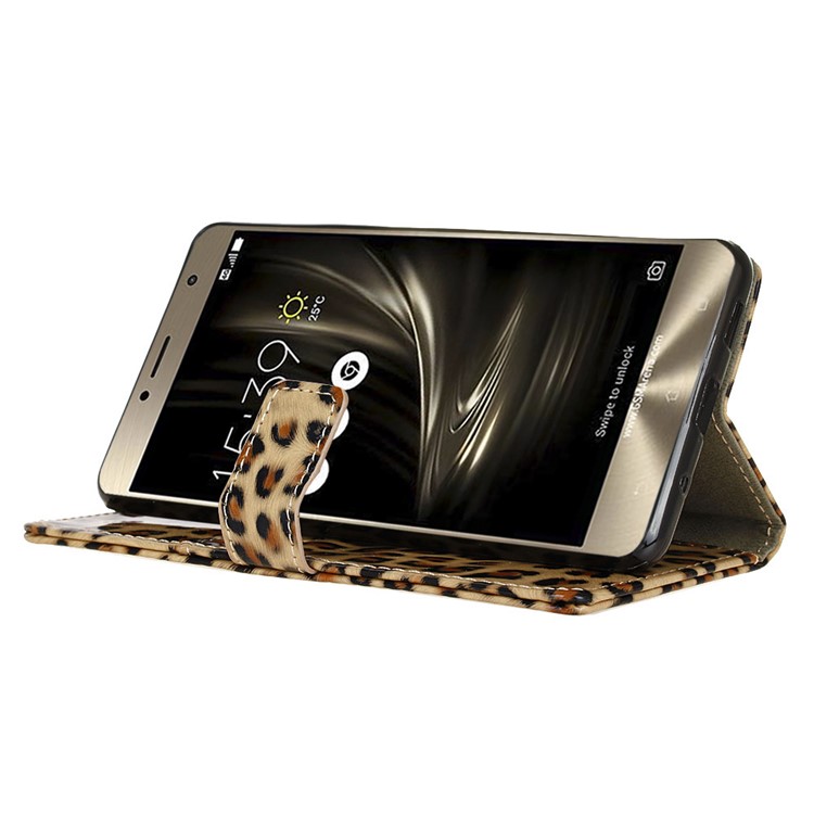 Leopard Pattern Leather Wallet Stand Case for Asus Zenfone 3 Deluxe ZS550KL-8