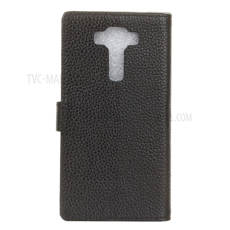 Genuine Leather Wallet Cellphone Case for Asus Zenfone 3 Deluxe 5.5 ZS550KL Litchi Texture - Black-2