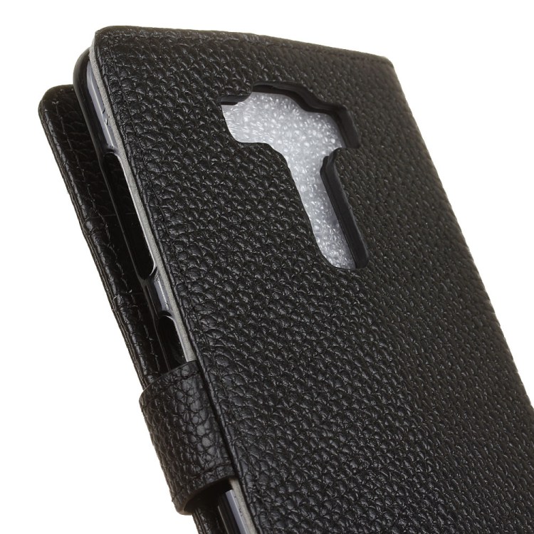 Genuine Leather Wallet Cellphone Case for Asus Zenfone 3 Deluxe 5.5 ZS550KL Litchi Texture - Black-3