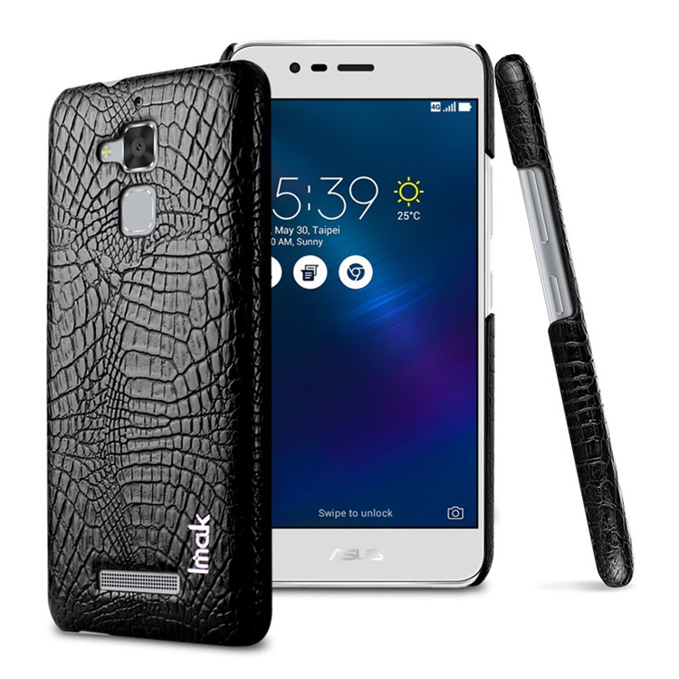 IMAK Ruiyi Series for Asus Zenfone 3 Max ZC520TL Crocodile Leather Coated PC Phone Cover - Black-1