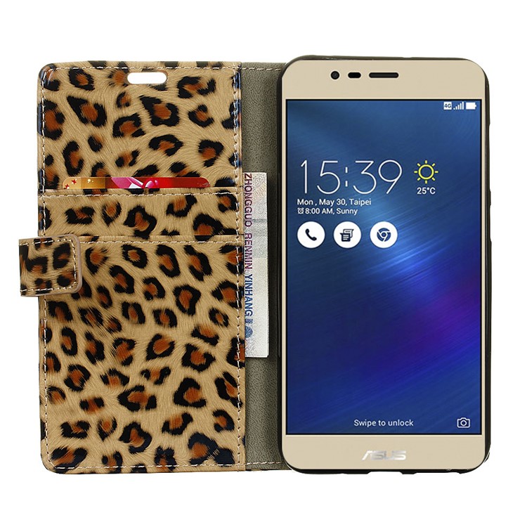 Leopard Pattern Cell Phone Case Leather Stand Wallet for Asus Zenfone 3 Max ZC553KL-7