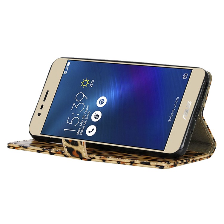 Leopard Pattern Cell Phone Case Leather Stand Wallet for Asus Zenfone 3 Max ZC553KL-8