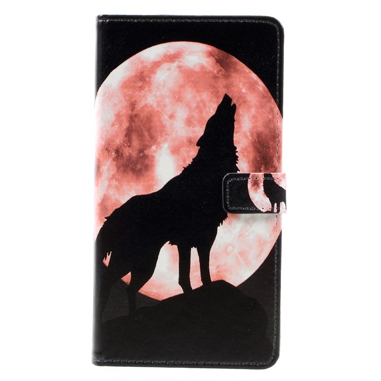 Pattern Printing Leather Wallet Flip Stand Case for Asus Zenfone 3 Max ZC553KL - Wolf Howling at the Moon-1