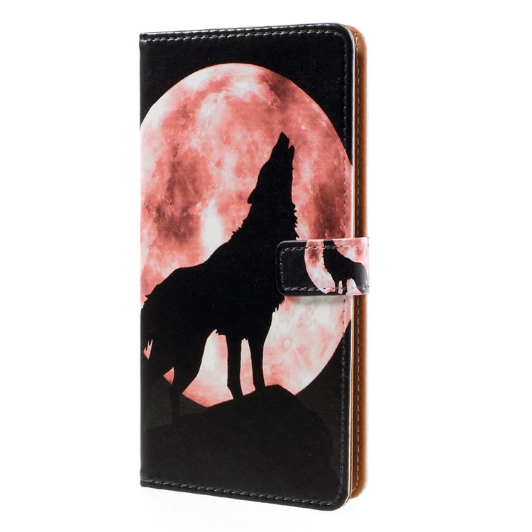 Pattern Printing Leather Wallet Flip Stand Case for Asus Zenfone 3 Max ZC553KL - Wolf Howling at the Moon-2