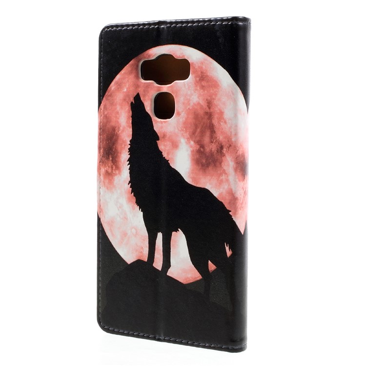 Pattern Printing Leather Wallet Flip Stand Case for Asus Zenfone 3 Max ZC553KL - Wolf Howling at the Moon-3