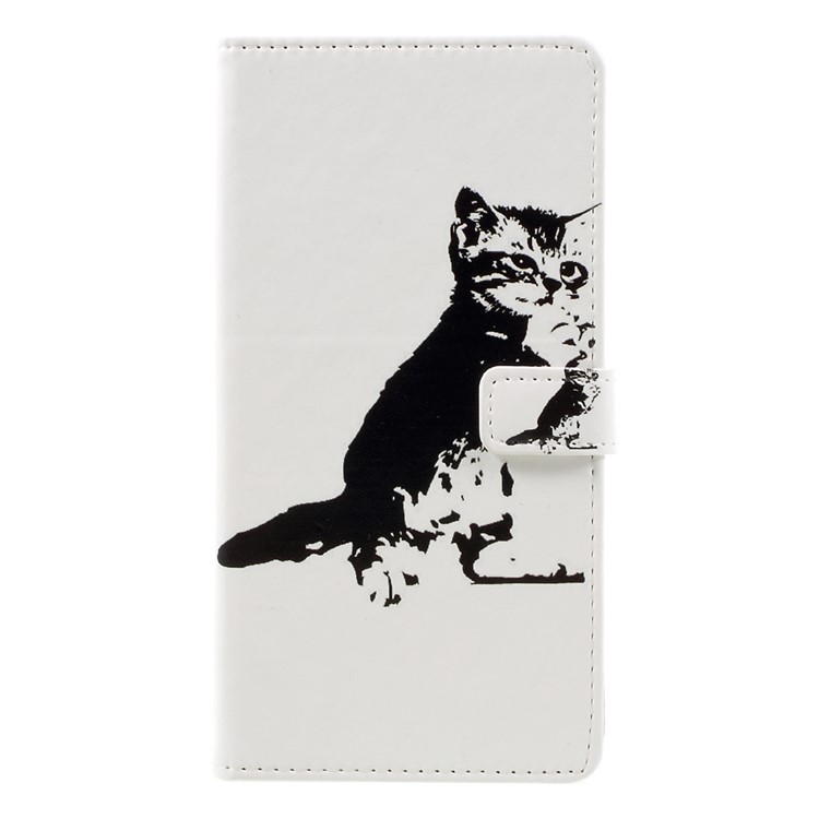 Pattern Printing Leather Flip Case w/ Credit Card Slots for Asus Zenfone 3 Max ZC553KL - Lovely Cat-1