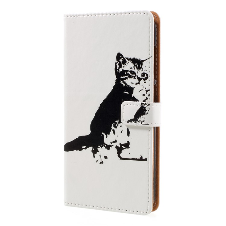 Pattern Printing Leather Flip Case w/ Credit Card Slots for Asus Zenfone 3 Max ZC553KL - Lovely Cat-2