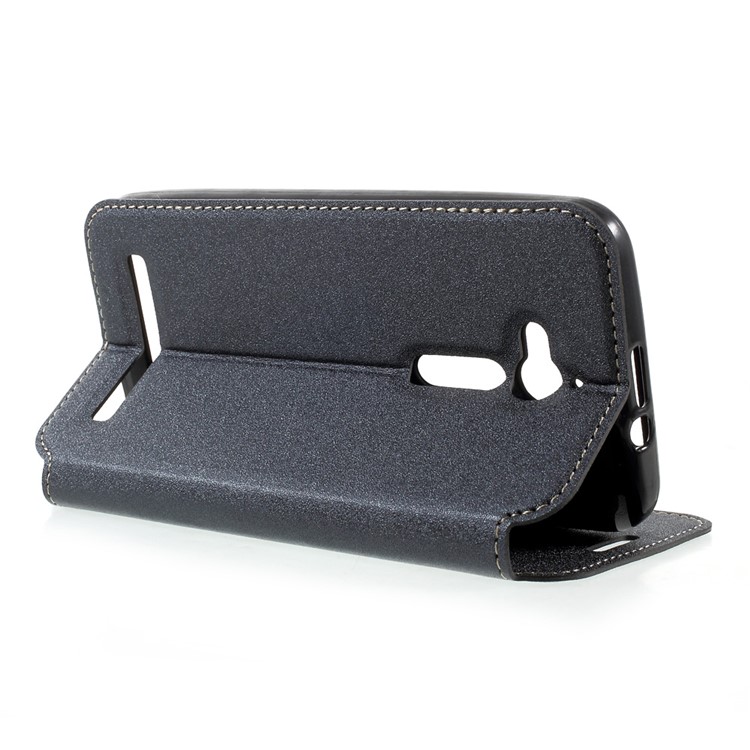 Sand-like Texture Leather Stand Case for Asus Zenfone Go ZB500KL ZB500KG - Black-3