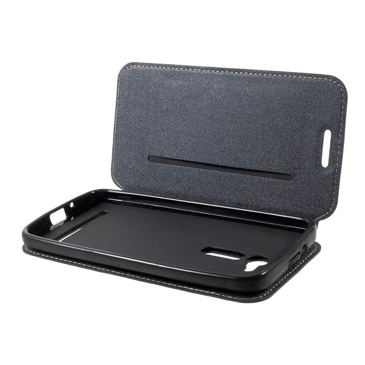 Sand-like Texture Leather Stand Case for Asus Zenfone Go ZB500KL ZB500KG - Black-5